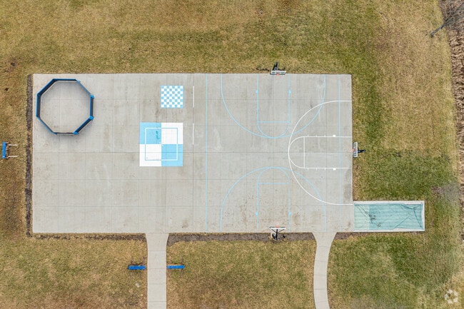 A top down view of a concrete play area at Brookfield Christian School.