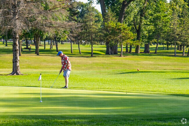 Practice putting at the golf course in Soldiers Memorial Field Park.