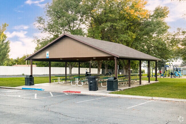 Zollinger Park’s large pavilion overlooks the playground.