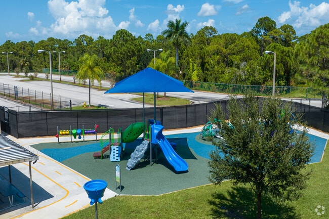 Bessey Creek Elementary School features a playground with slides.