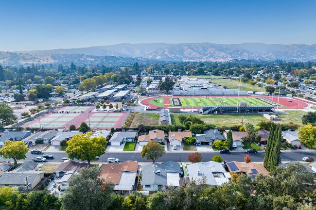 An aerial view of Vacaville shows it's great topography and homes near schools.