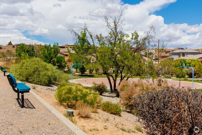 Several benches overlook the terrain at Eagle Ranch Park.