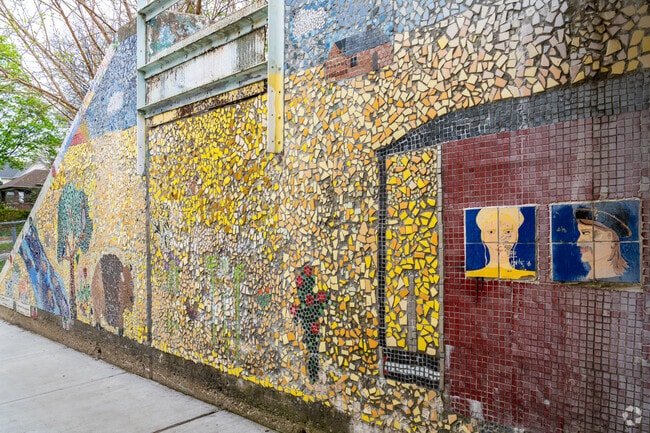 Colorful mosaics in Rutherford Sayre Park showcase Galewood's  summer art camp attendees work.