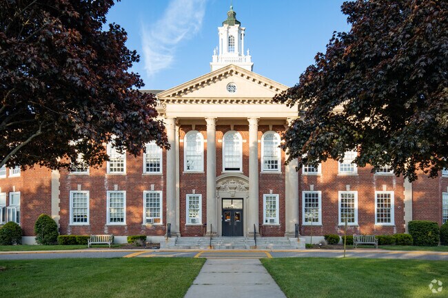 Westhampton Beach Middle School boasts beautiful architectural columns at its main entrance.