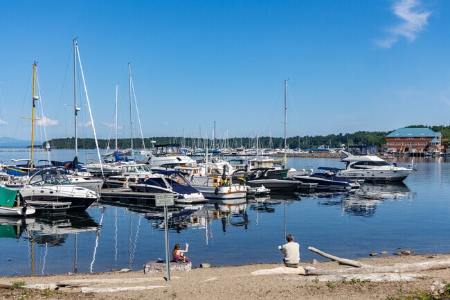 Relaxing along the marina at the Waterfront Park in Burlington is a favorite activity of locals.
