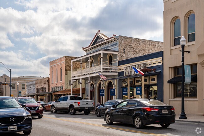 A walk on Main Street is perfect for a sunny afternoon in Bastrop, Texas.
