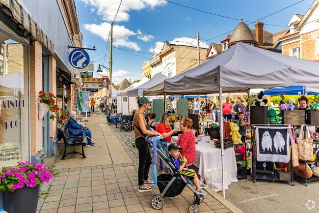 There are two blocks of tents at The Irwin Street Market.