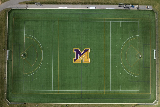 Aerial view looking down on Mount Saint Joseph's Academy LaCross Field.