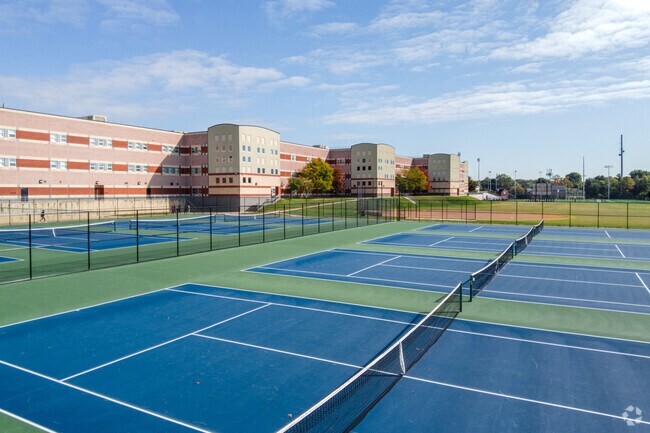 Tennis courts near Montgomery Blair High School offer space for practice.