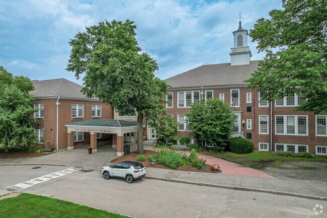 Oak Hill Middle School sign and entrance in Waban.