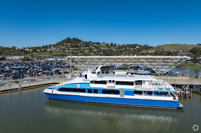 Creekside commuters traverse the San Francisco Bay from the Larkspur Ferry terminal.