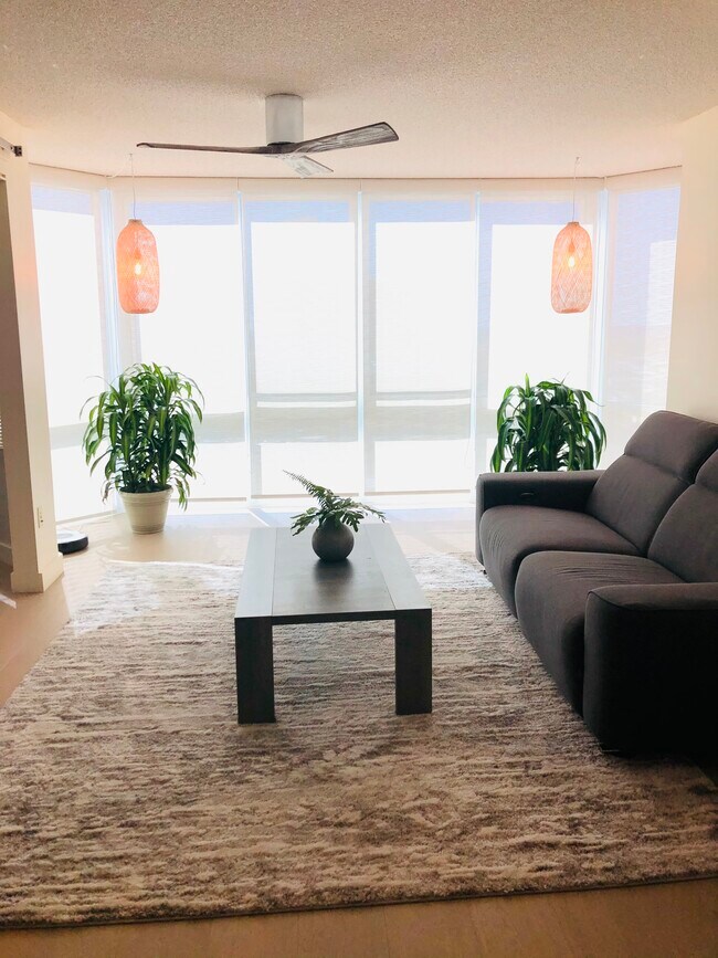 Elegant relaxing lighting. Solar shades.