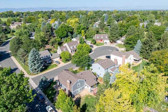 Ranch-style homes stretch across West Centennial cul-de-sacs, highlighting the flat landscape.