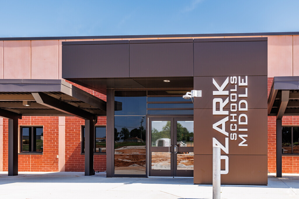 The new entrance to Ozark Middle School building.