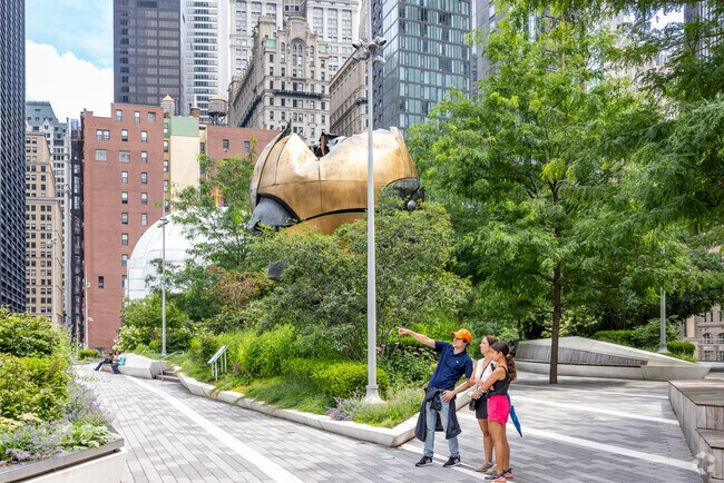 Liberty Park is directly across from World Trade Center in the Financial District.