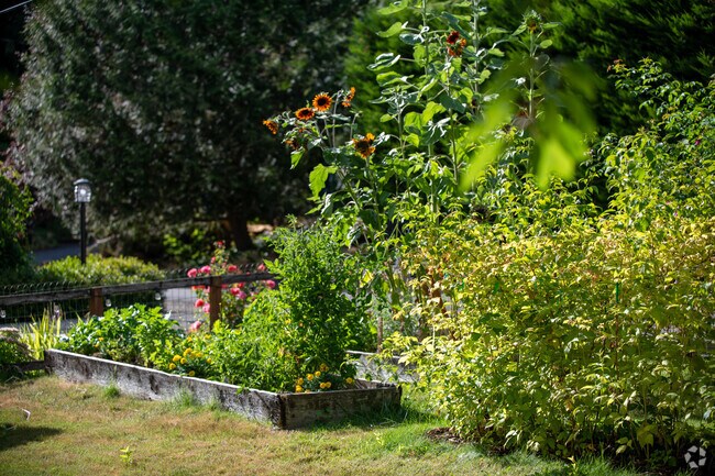 Garden with lots of fruits and vegetables planted in Maplewood, Oregon.