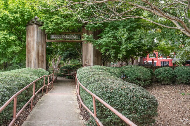 Hickory Dickory Park is a shaded park with tall trees.