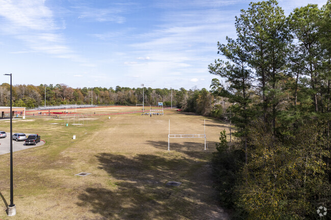 The field where the soccer team hones their athletic skills.