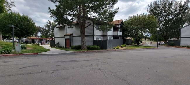 Apartment buildings at Dove Ridge Apartments in Riverside, CA.