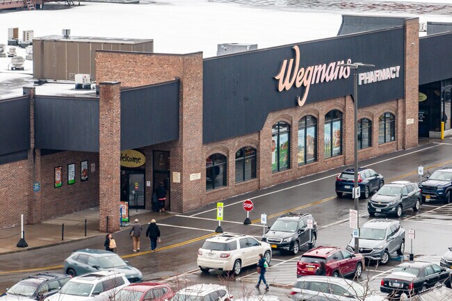 Wegman's anchors the downtown Auburn district, but nearly all other grocers and big-box stores are clustered along the outskirts of town.