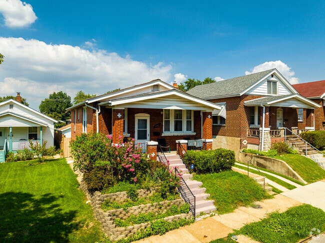Well-manicured Arts and Crafts homes are prevalent in Bevo Mill.