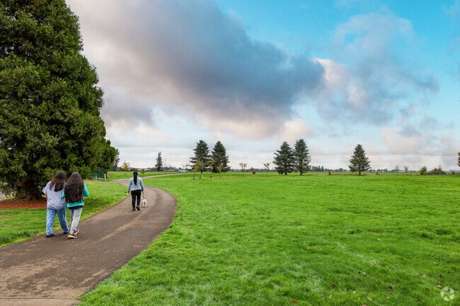 Enjoy a brisk morning walk through Centennial Park in Woodburn.