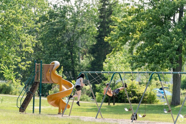This playground in Irvington Creekside has great views of the Ellicott Creek.