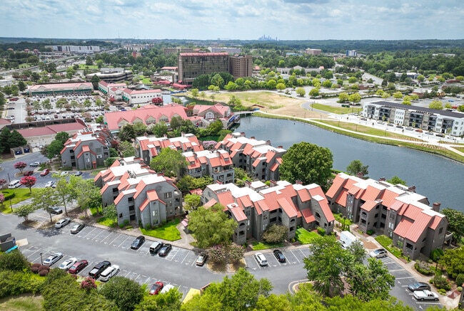 Condos and apartments in the neighborhood of University City - North sit near the water.