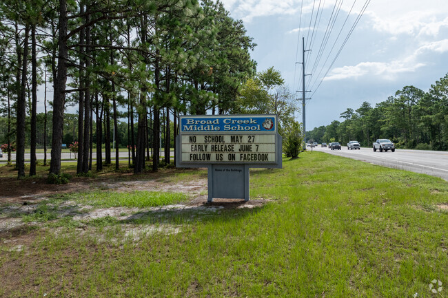 The Broad Creek Middle School sign in Newport, NC.