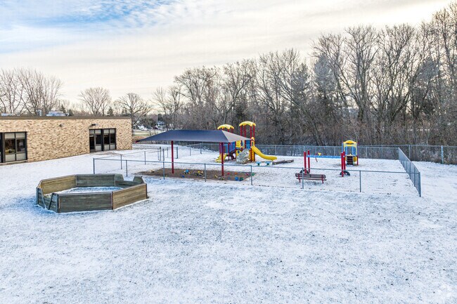 St Peter Elementary features a small playground behind the school.