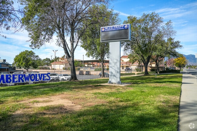 The signage of Trapp Elementary School offers essential information and a warm welcome.