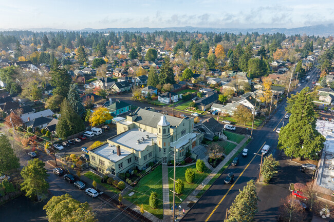 Fall colors fade around the Mt. Scott Learning Center on SE Holgate Blvd in Portland.