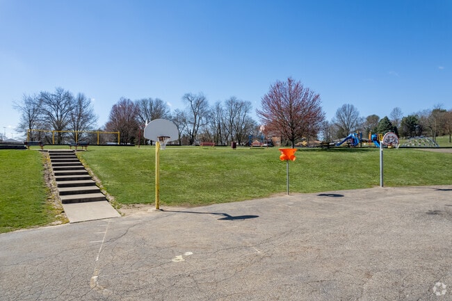 Whipple Heights Elementary School offers a place for students to play basketball.
