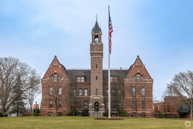 Thayer Academy in East Braintree boasts a impressive main entrance.