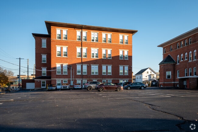 Brick residential buildings in Pawtucket.
