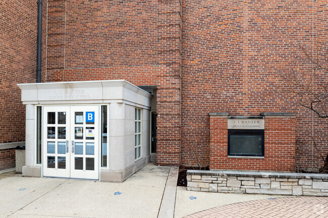 A side entrance to L J Hauser Jr High School.