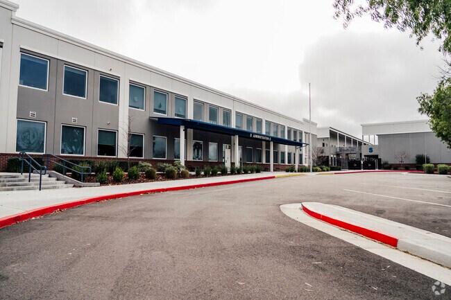 The front building of Branham High School in San Jose, California.