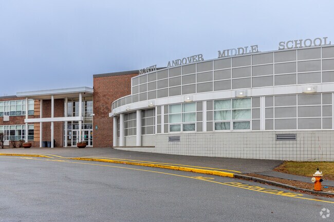 The main arrival area of the North Andover Middle School in North Andover, MA.