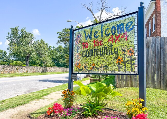Four by Four is named for its four pairs of cross streets which boarder the neighborhood.