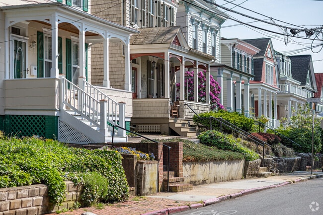 Many people spend their time on their large porches in Downtown Annapolis.
