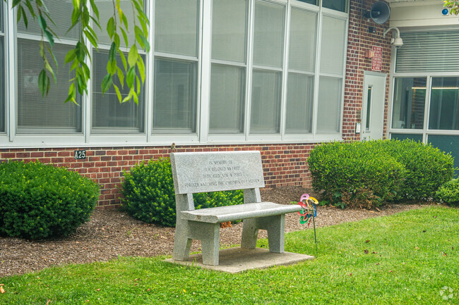 Memorial bench at Lakeview Elementary School.