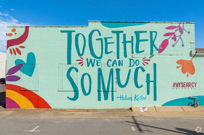 The historic downtown area of Searcy is dotted with vibrant murals that convey meaningful messages.