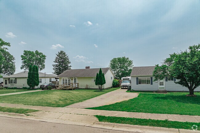 Mid-century ranch bungalows are common in Greenfields, especially closer to the factory anchoring the neighborhood.