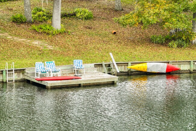 Chairs on the dock make for an easy fishing setup.