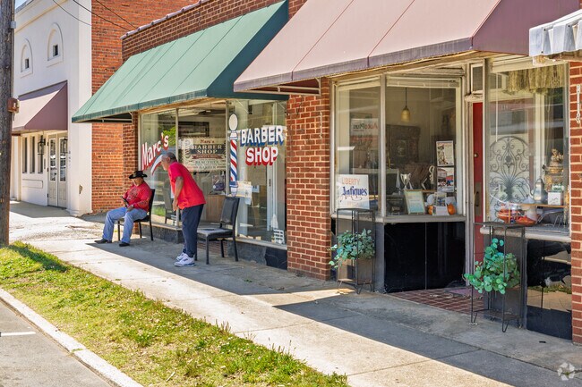 Marc’s Barber Shop and Liberty Antiques add charm to downtown Liberty, NC.