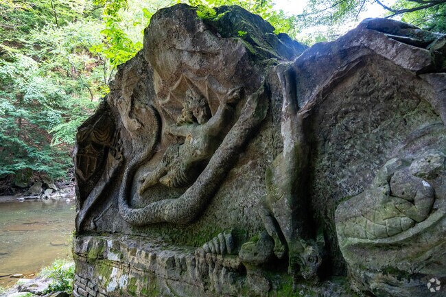 In 1885, artist Henry Church left his mark on this rock at the South Chargrin Reservation.