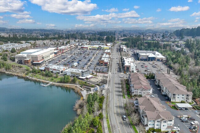 Aerial view of the shops, restaurants and entertainment at the Progress Ridge Shopping Center in Neighbors Southwest.