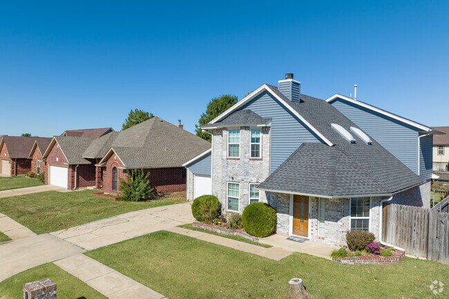 Unique architectural features mark a row of houses in Stone Meadows.