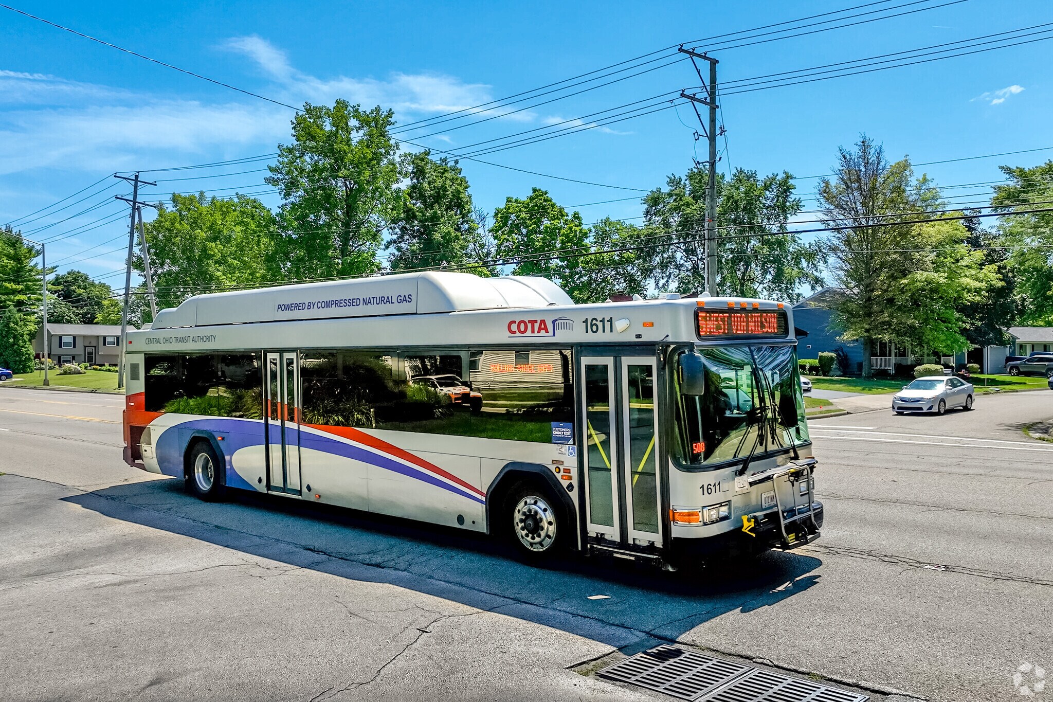 COTA bus line number 5 has a few bus stops along Wilson Road.