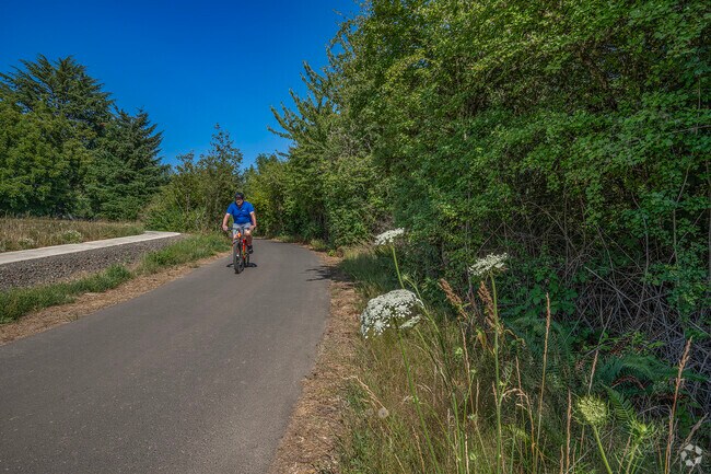 Fanno Creek Trail is a popular trail for cyclists in the Downtown Tigard neighborhood.